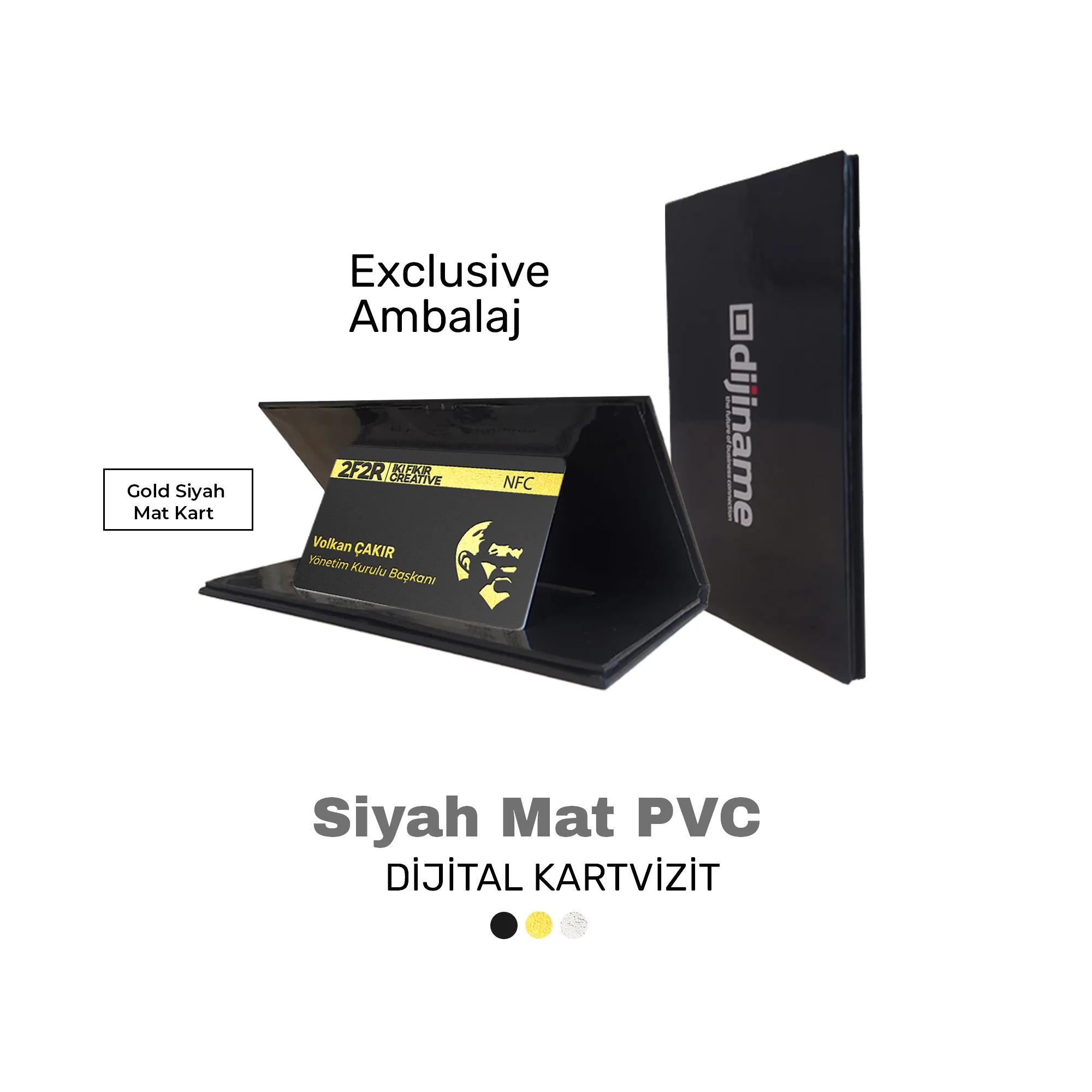 Altın Varak Baskılı Siyah Mat PVC Kart