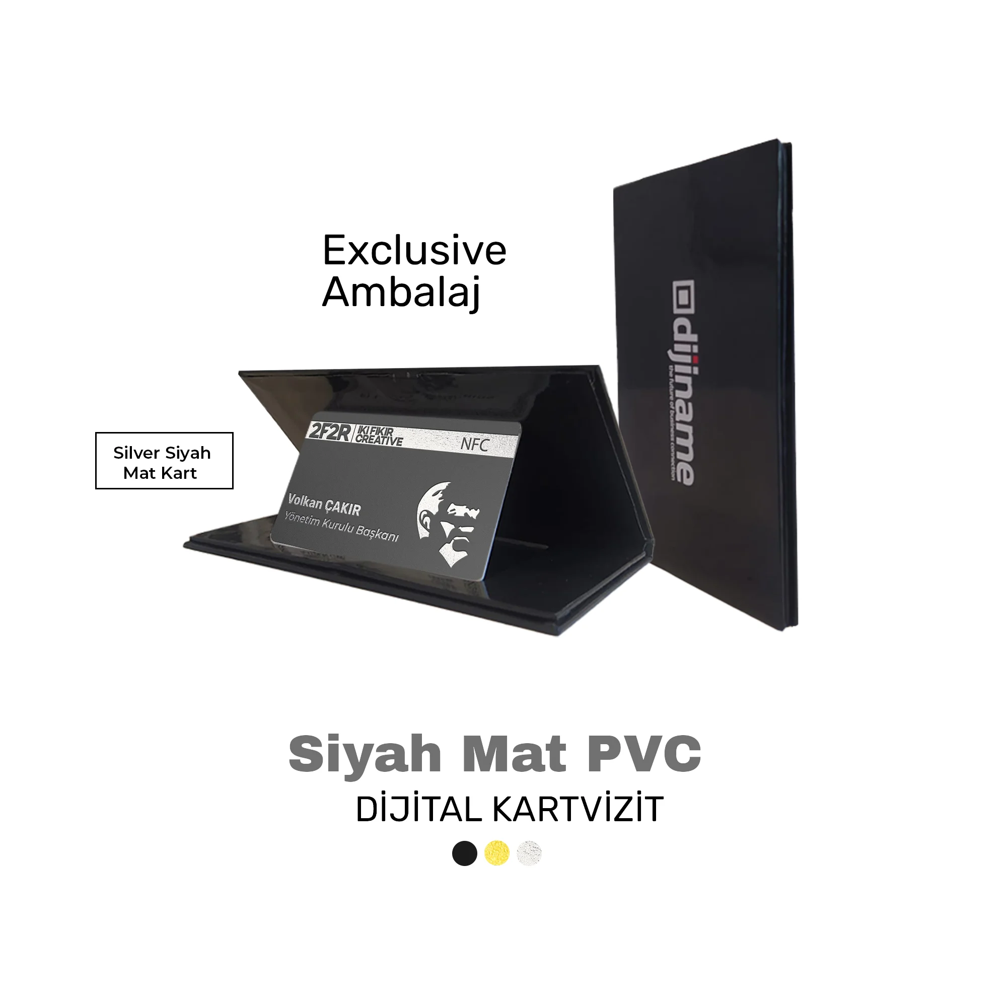 Gümüş Varak Baskılı Siyah Mat PVC Kart