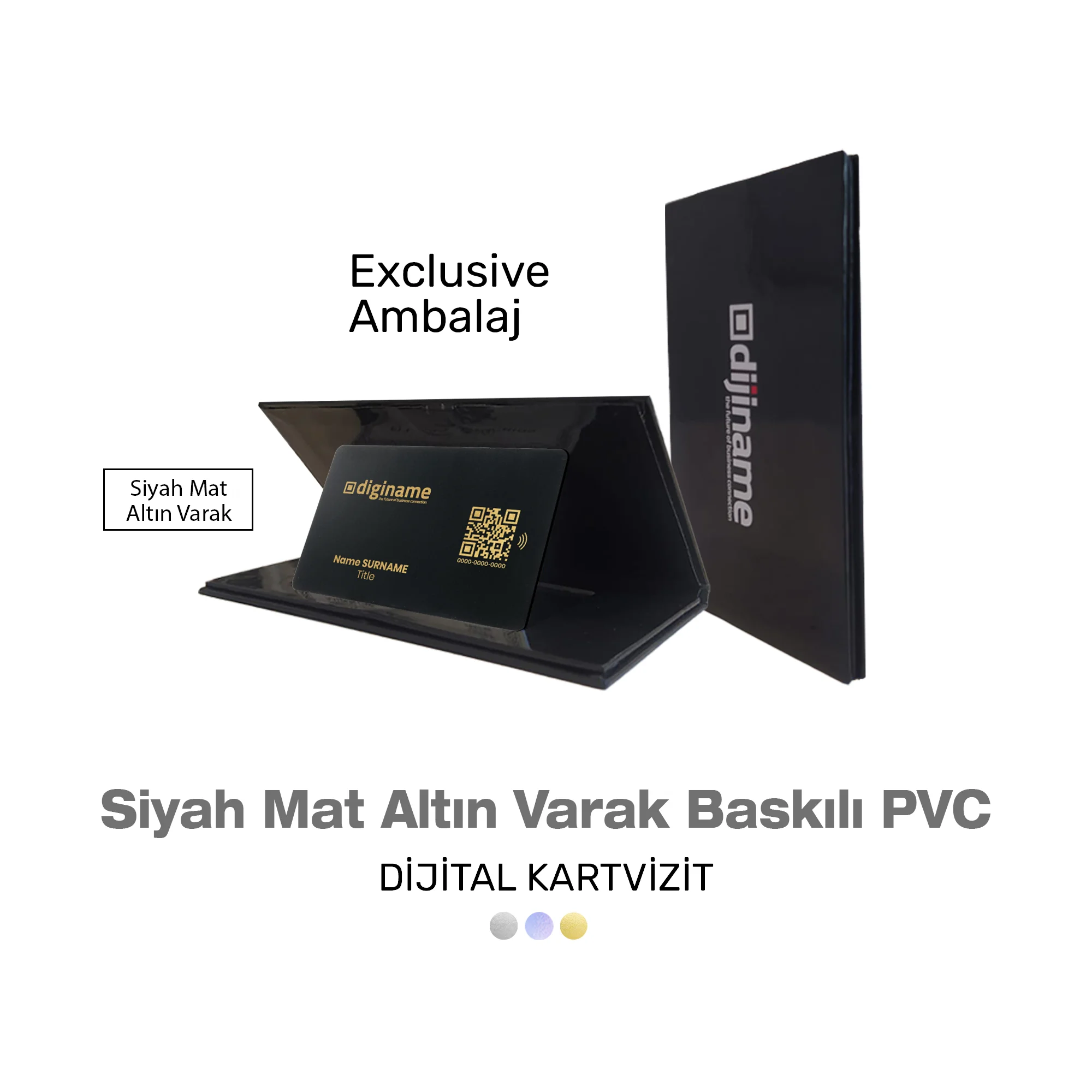 Altın Varak Baskılı Siyah Mat PVC Kart